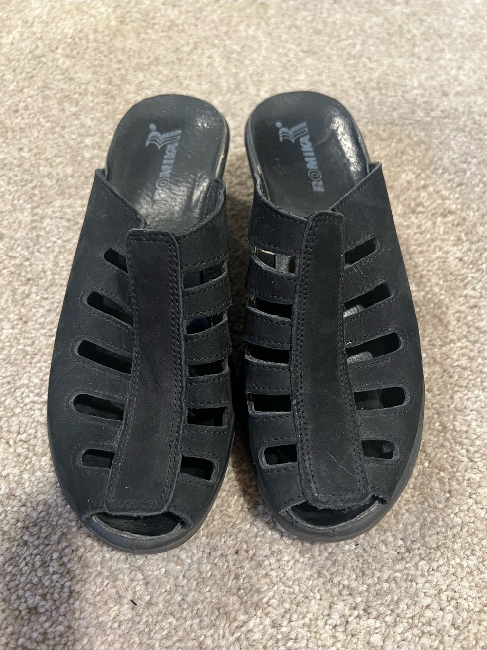 Romika Black Leather Sandals Size 5/35